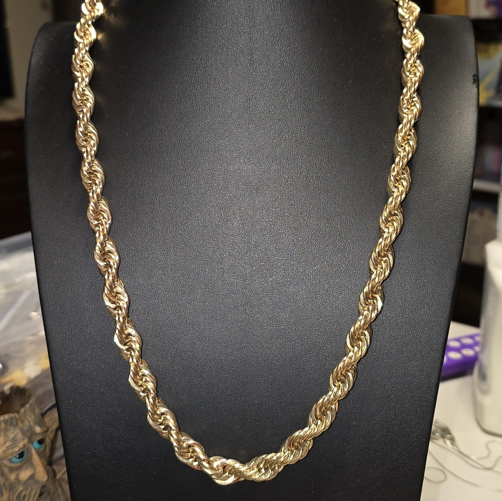 Vintage Hip Hop Gold Tone Rope Neck Chain 18